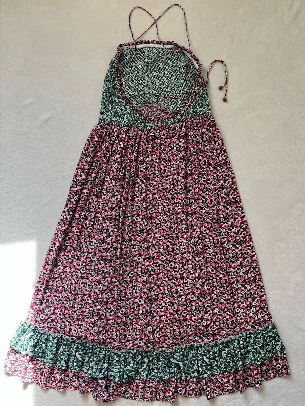 Free People Pink and Green Floral Backless Maxi Dress - Picture 4 of 15